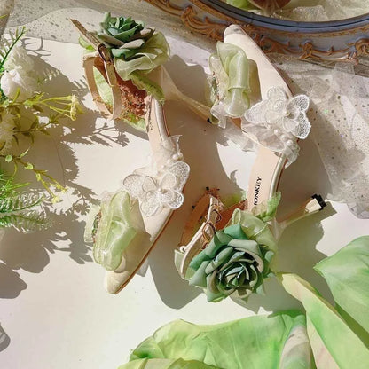 Heeled sandals shoes woman 2025 trend Elegant woman heels lolita shoes Party shoes woman bridal heels white wedding shoes women