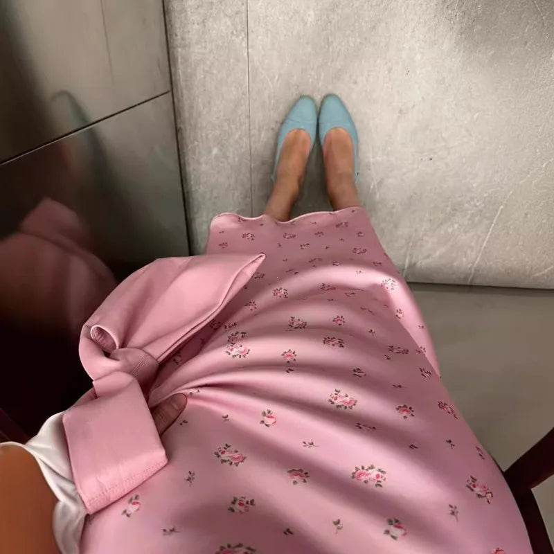 Summer Printed Fashion Long Skirt for Women High Waist Contrast Patchwork Slim Elegant Party Looks Ladies Y2k Maxi Skirt SS69