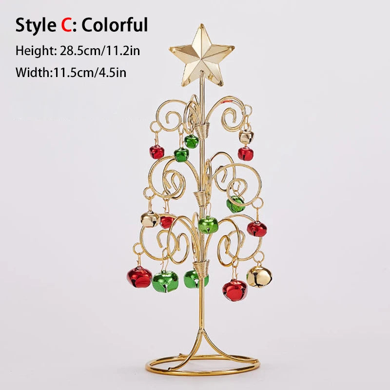 Iron Lace Christmas Tree Mini With Bell Star Desktop Ornament Ornament New Year Christmas Eve Gift Celebrate Party Xmas 2026