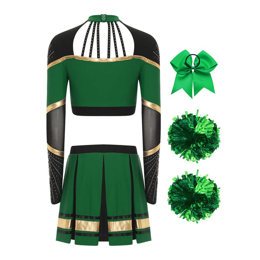 SS69 Women Cheerleading Performance Costume Set with Crop Top and Skirt