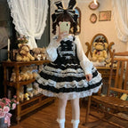 French Lolita Strap Dress Lace Patchwork Cosplay Outfit Y2K Vintage Elegant Girls Sweet Party Kawaii Dress Women Clothing 2026