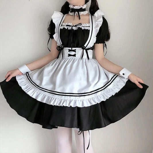 Black Pink Lolita Maid Costumes Cute Girls Women Lovely Maid Cosplay Costume Animation Show Japanese Outfit Dress Clothes S-5XL - SS69