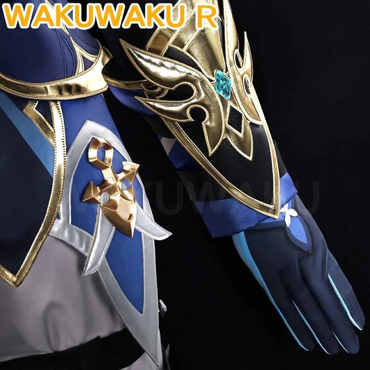 【Ready For Ship】Lohen Cosplay Costume Game Genshin Impact【S-2XL】WakuWaku-R Men Lohen Knights of Favonius Wig Plus Size