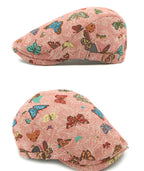 Women's Butterfly Embroidery Cotton Beret Hat - Adjustable Painter Cap