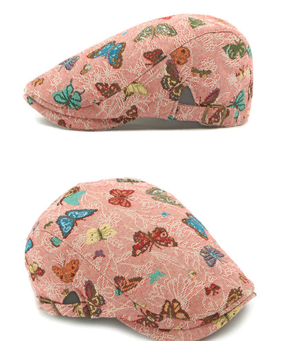 HT4729 Berets for Women Retro Butterfly Embroidery Artist Painter Beret Hat Retro Ivy Flat Cap Male Female Adjustable Beret Cap