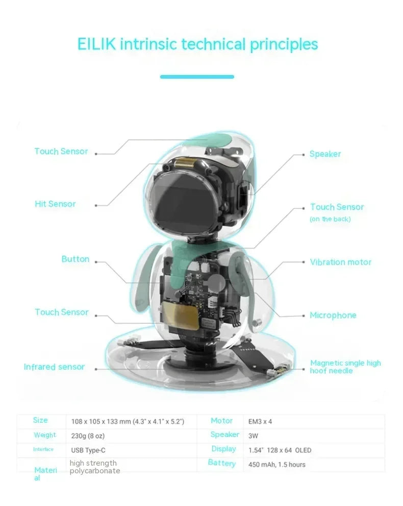 Eilik Robot Emotional Interaction Smart Companion Pet Robot Electronic Creative Custom Desktop Companion Christmas Toys Gifts SS69