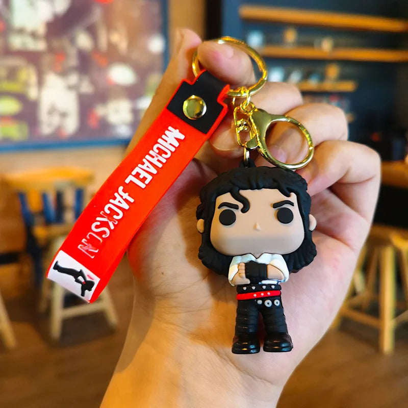 Michael Jackson Silicone Keychain with Gold-Tone Clasp