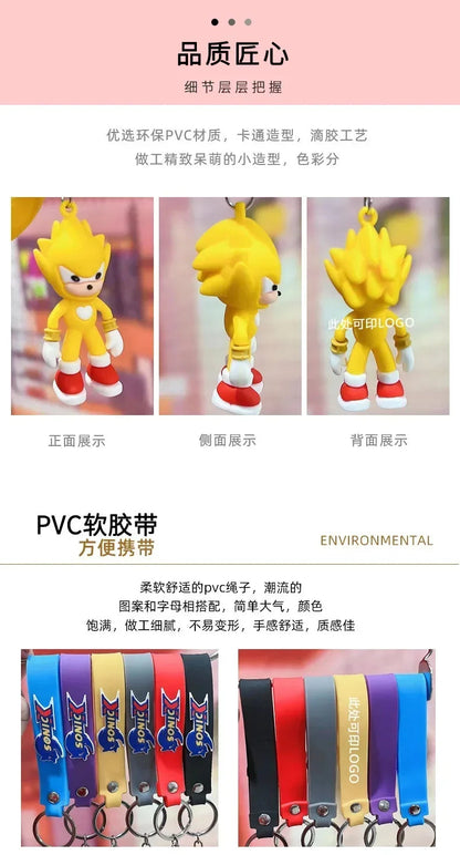 Sonic The Hedgehog Keychain Cartoon Anime Backpack Pendant Car Keyring Kawaii Key Chain Decor Accessories Toy Kids Birthday Gift SS69