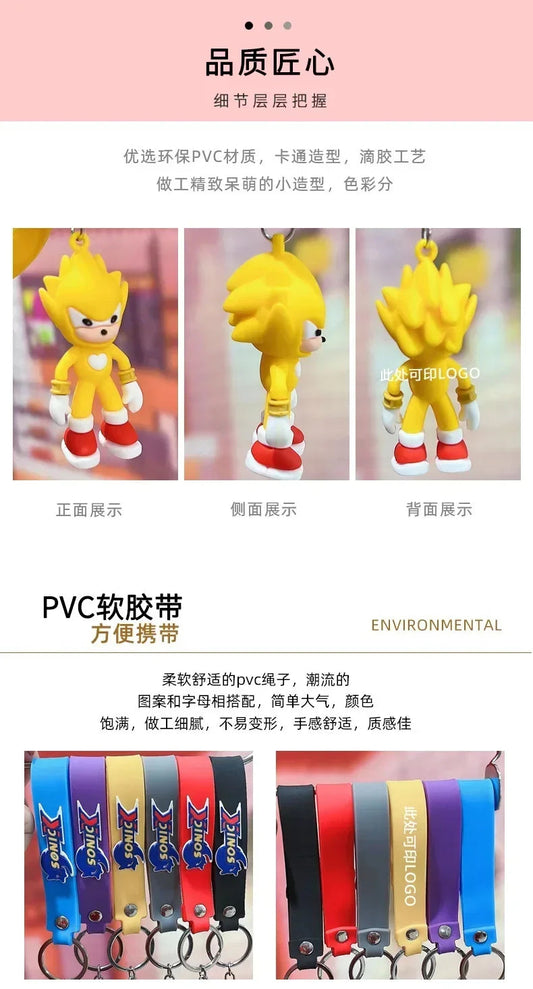 Sonic The Hedgehog Keychain Cartoon Anime Backpack Pendant Car Keyring Kawaii Key Chain Decor Accessories Toy Kids Birthday Gift SS69