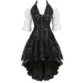 Brown Pirate Dress Plus Size Faxu Leather Steampunk Corset Dress with Shoulder Off Blouse Cosplay Pirate Costume for Women SS69 72.69 Black 2 / L