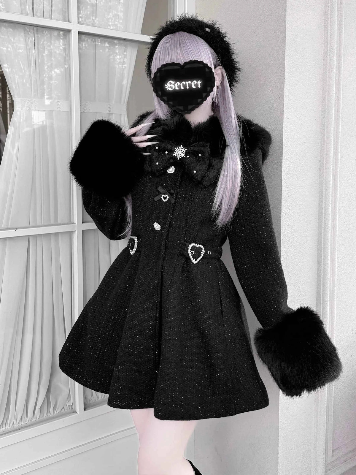 Original Japanese Mass-Produced Lace Jackets Girls Women Cute Bow Waist Cinch Heavy Drill Button Slim Fit Elegant Black Coat
