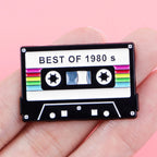 Vintage Cassette Tape Enamel Brooch Pin Retro 80s 90s