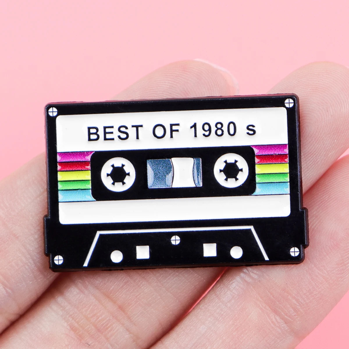 Vintage Cassette Tape Enamel Brooch Pin Retro 80s 90s