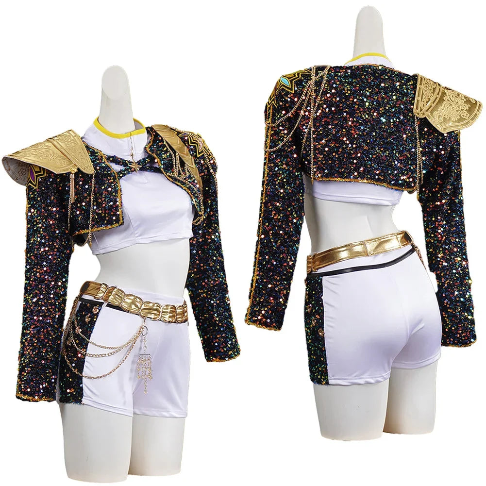 Black Golden Costume Set Cute Dress Up Outfit Halloween Party Cosplay Roleplay Uniform Performance Birthday Fancy Dress