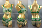 Sexy Girl Belly Dance Costume Wear Bar+Belt 2pc Set 10 Colors Ladies Bellydancing Costumes Bellydance Clothes