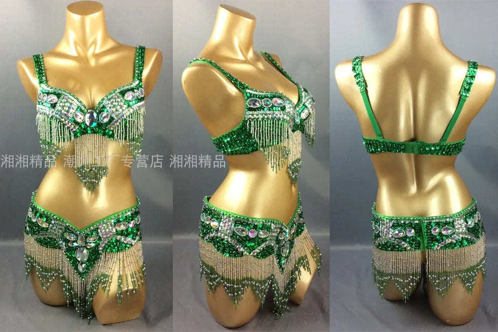 Sexy Girl Belly Dance Costume Wear Bar+Belt 2pc Set 10 Colors Ladies Bellydancing Costumes Bellydance Clothes