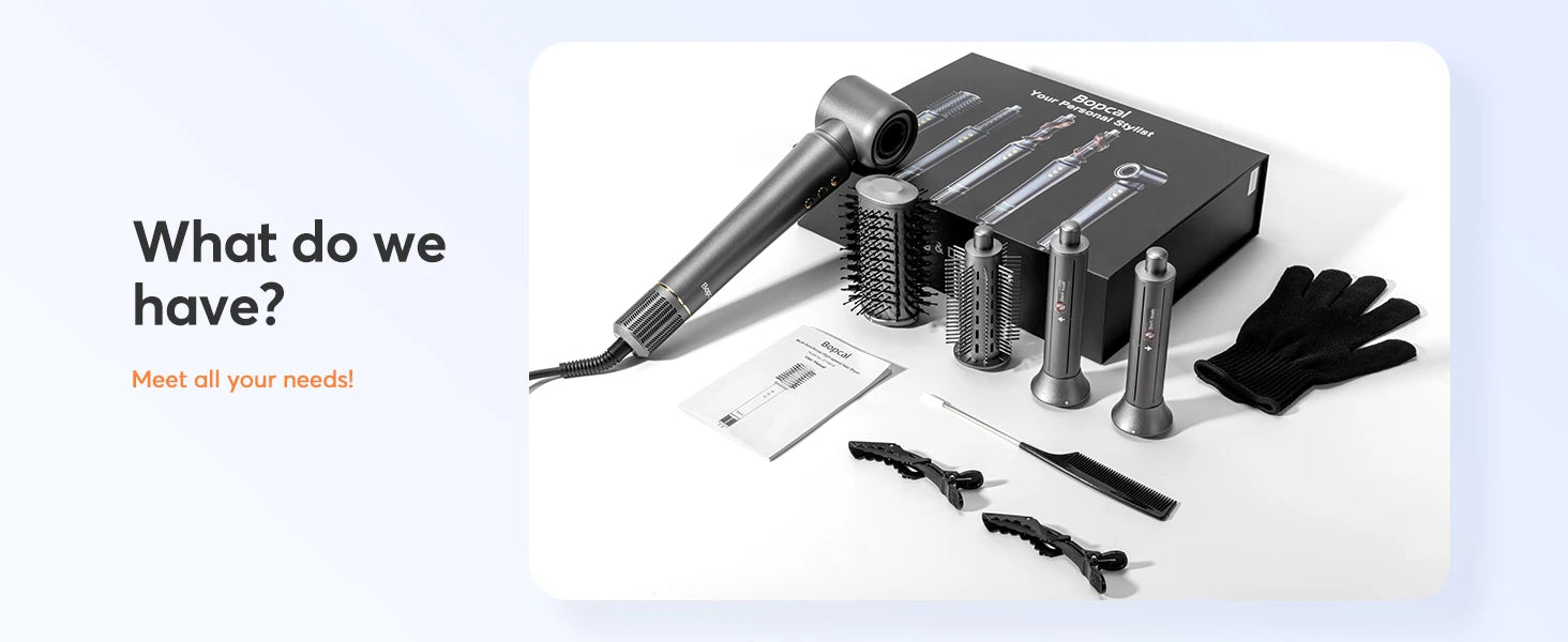 5-in-1 Hair Dryer Airstyler Ion Multistyler Hot Air Brush, 110,000 rpm with 32 mm Automatic Curling Iron, Straightener SS69