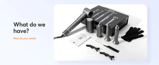 5-in-1 Hair Dryer Airstyler Ion Multistyler Hot Air Brush, 110,000 rpm with 32 mm Automatic Curling Iron, Straightener SS69