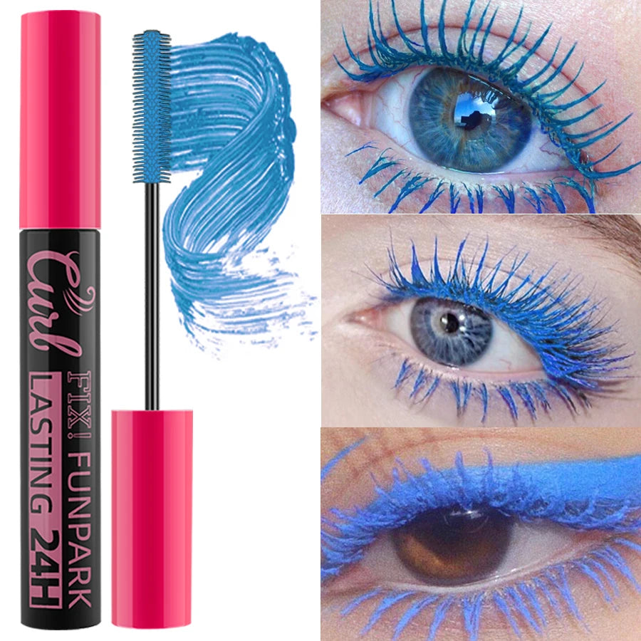 9 Color Mascara Thick Curl Waterproof  Natural Eyelash  Long Lasting Blue White Green Pink Black Eye Makeup Korean cosmetics SS69