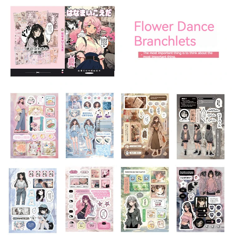 45pcs Japanese Retro Early Style Manga Cut Film Sticker Book Kawaii Girl Scrapbook Journal DIY Deco Cute Showa Phone Case Decals SS69