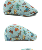 Women's Butterfly Embroidery Cotton Beret Hat - Adjustable Painter Cap