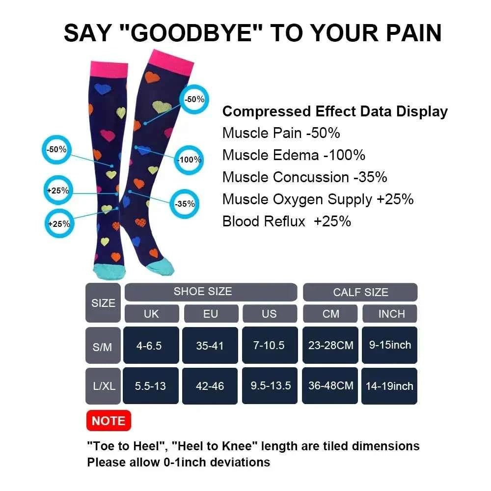 Compression Socks Varicose Veins Blood Circulation Pregnancy 20-30mmhg Nurse Socks Men Women Marathon Golf Cycling Sports Socks