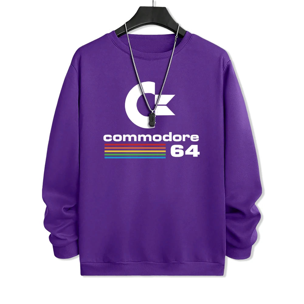 Commodore 64 Fun Logo Printed Hoodies Mens Oversized Pullover Hoody Loose Comfortable Clothes Fleece Casual Hoody Men Warm SS69 25.69 Purple / XXL