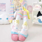 Y2K Knitted Flared Leg Warmers - Colorful Patchwork