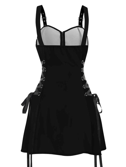 Dressfo 2025 Women's Dresses Allover Rose Print Half Zipper Lace Up Valentine's Day Mini Dress Summer Sleeveless Dress