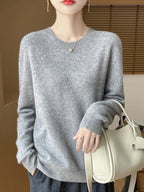 Addonee Women's 100% Merino Wool O-Neck Pullover Sweater