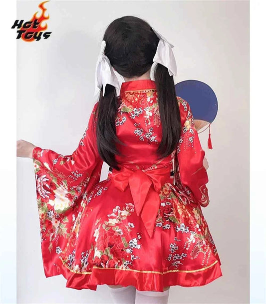 Japanese Kimono Yukata Robes Kawaii Girls Floral Printed Haori Suit Lovely Lolita Dress For Women Maid Cosplay Costume Halloween