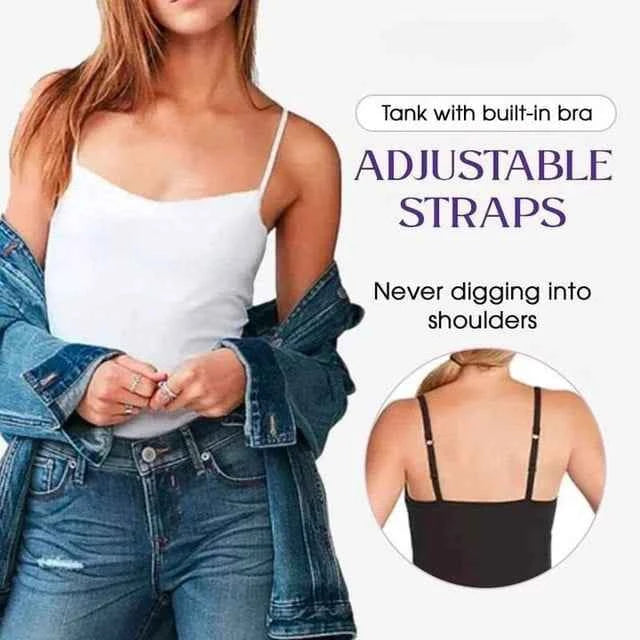 Cami Bra – Women's Camisole With Built In Padded Bra Vest Dropshipping As Seen on Tiktok Pink Top For Women Pajamas Home Wear