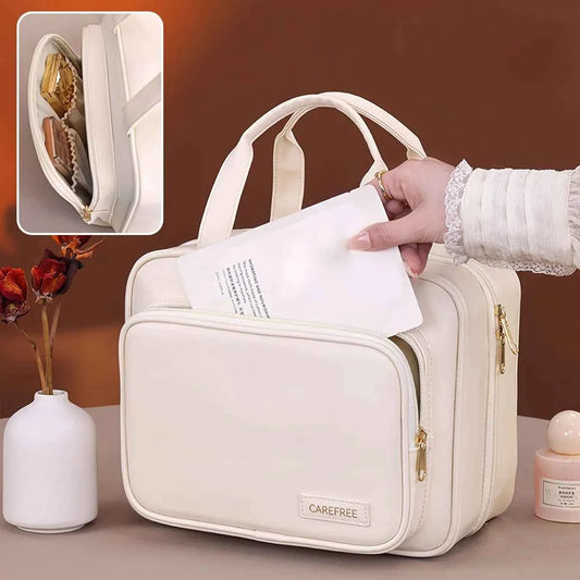 New PU Leather Hanging Cosmetic Bag For Women Portable Storage Makeup Organizer Large Capacity Travel Toiletry Storage Bags