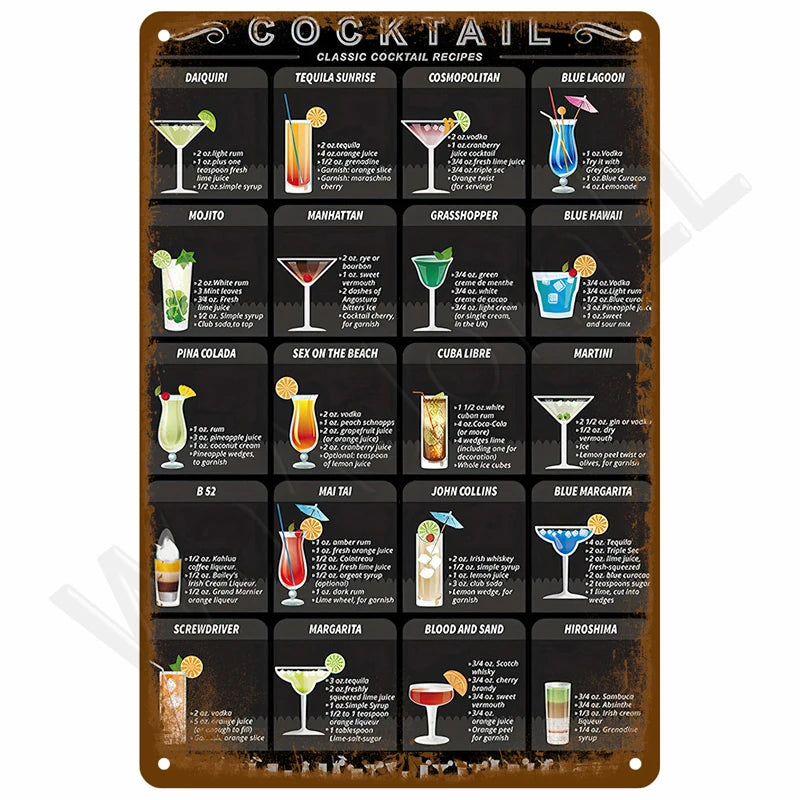 Vintage Metal Tin Sign 20x30cm Retro Wall Art for Home Bar