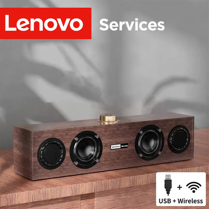 Lenovo C02 Retro Wooden Bluetooth Speaker 2.0 Channel USB Subwoofer