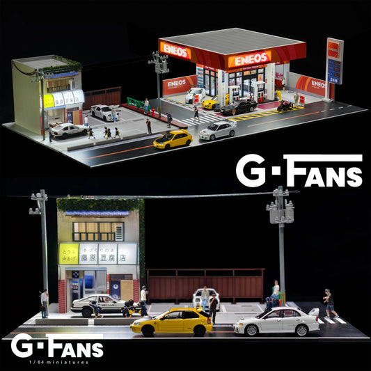 SS69 1/64 Scale Diecast Car Garage Diorama with LED Lighting and Dust Door