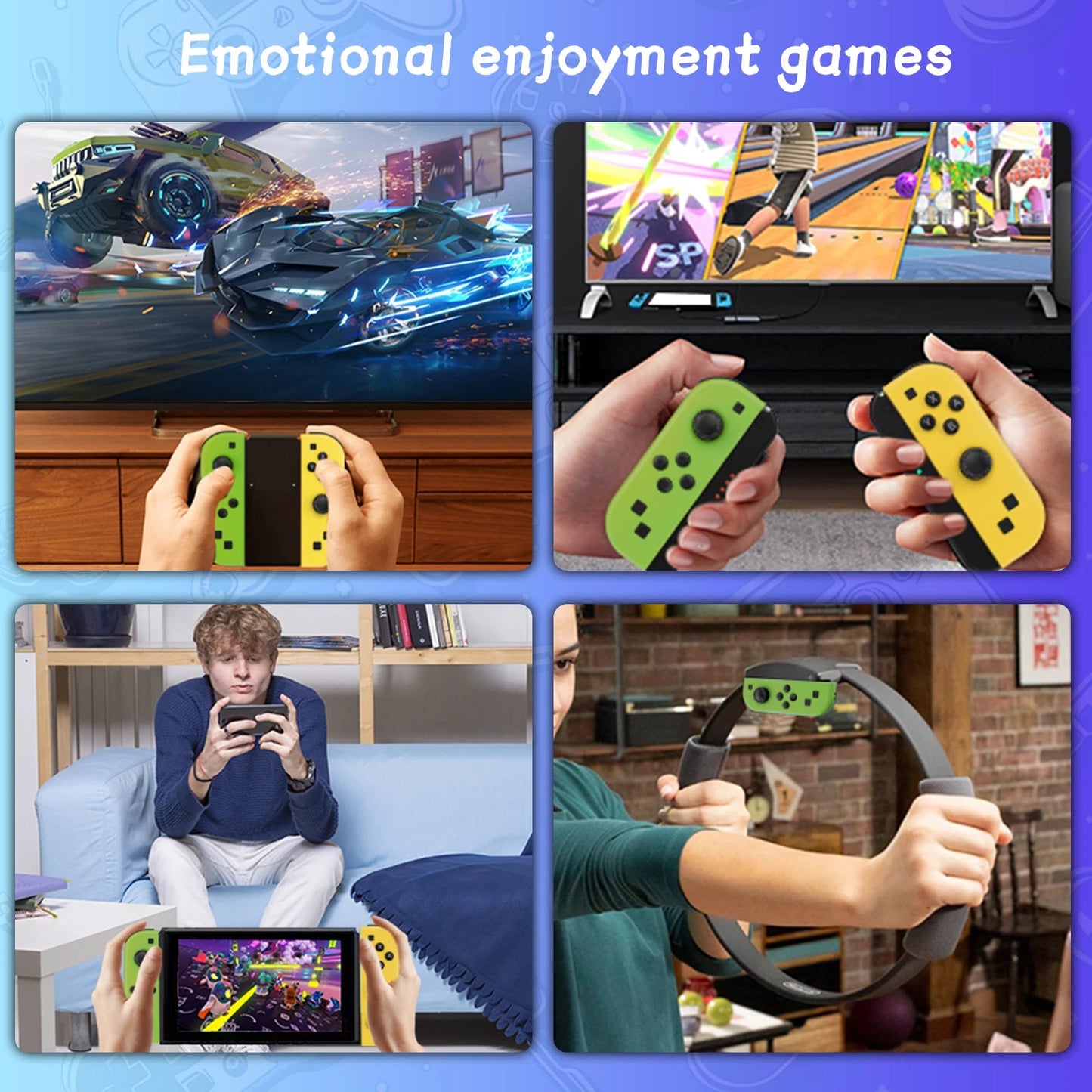 For Nintendo Switch/iOS/Android/PC Wireless Controller, Turbo Vibration Wake-up Handle For Fitness-ring BT Video Game Control SS69