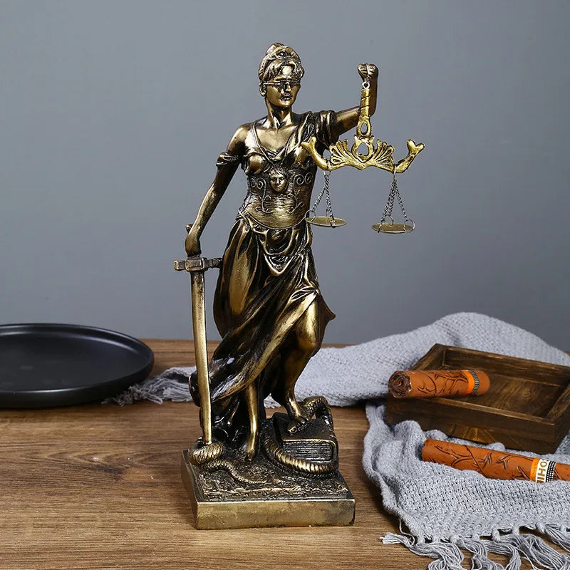 Themis Goddess of Justice Resin Statue - Antique Style Office Decor