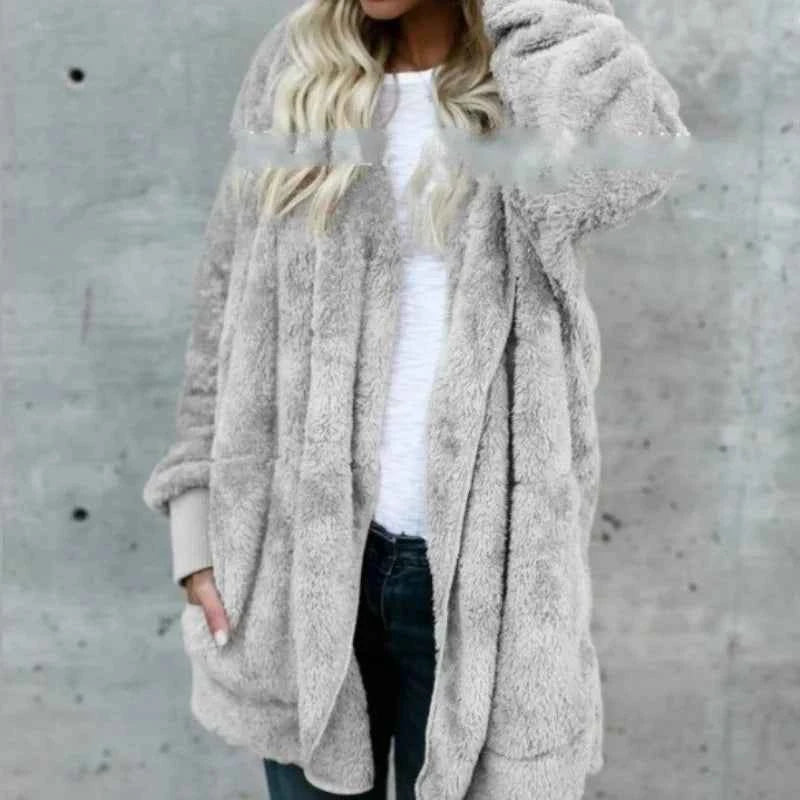 12 Colors Fleece Sweatshirt Long Cardigans Autumn Winter Female Long Sleeve Double Side Wear Flurry Loose Hoodie Coats Outwear