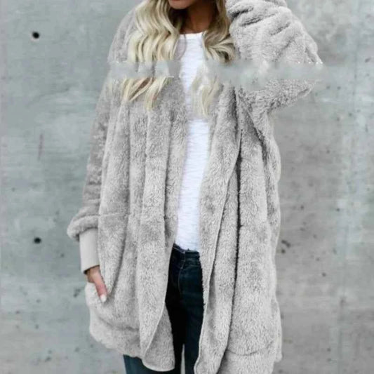 12 Colors Fleece Sweatshirt Long Cardigans Autumn Winter Female Long Sleeve Double Side Wear Flurry Loose Hoodie Coats Outwear