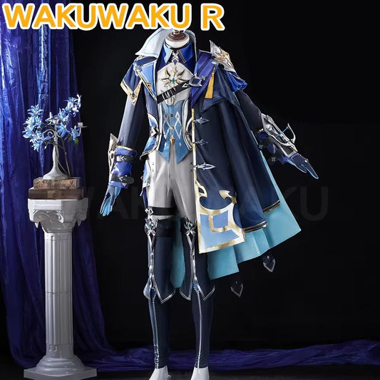 【Ready For Ship】Lohen Cosplay Costume Game Genshin Impact【S-2XL】WakuWaku-R Men Lohen Knights of Favonius Wig Plus Size