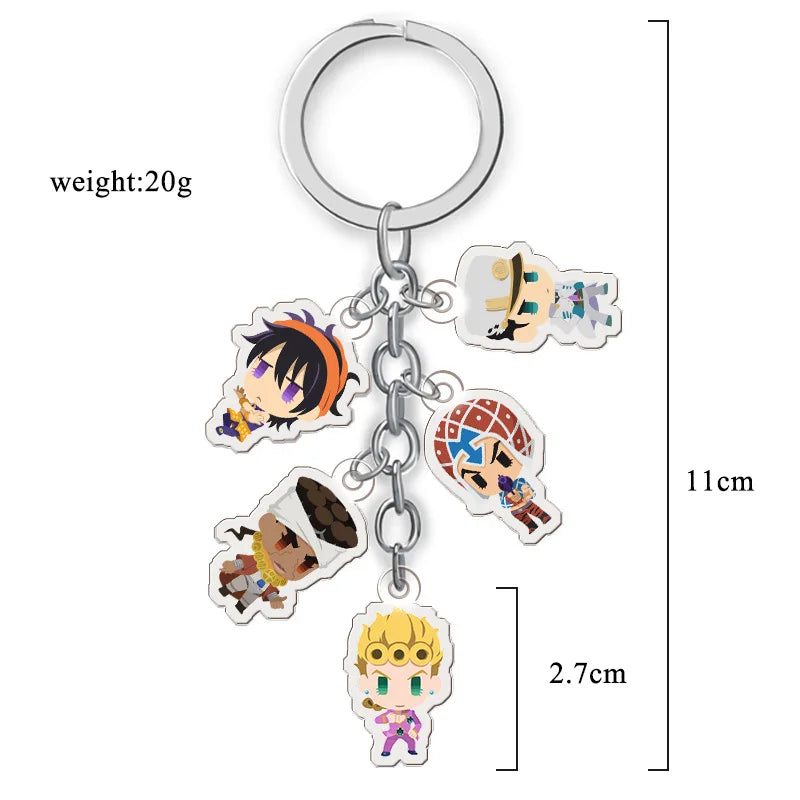 Anime Jojos Bizarre Adventure Keychains Cartoon Figure Acrylic Key Ring Kujo Jotaro Ghirga Narancia Bruno Key Chain Fans Gifts