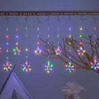 Christmas Curtain Lights LED String Lights with Tree Snowflake Star Deer Bell USB Remote 8 Modes Home Decor