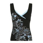 American retro style black printed suspender vest women T-shirt y2k millennium goth slim V-neck fashion top SS69