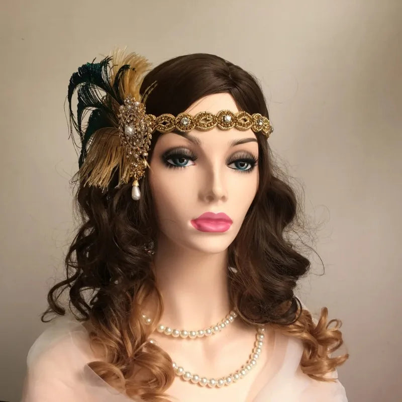 1920s Headpiece Great Gatsby Accessories Flapper Headband Wedding Headpieces for Bride Roaring 20's Art Deco Hair Clip SS69