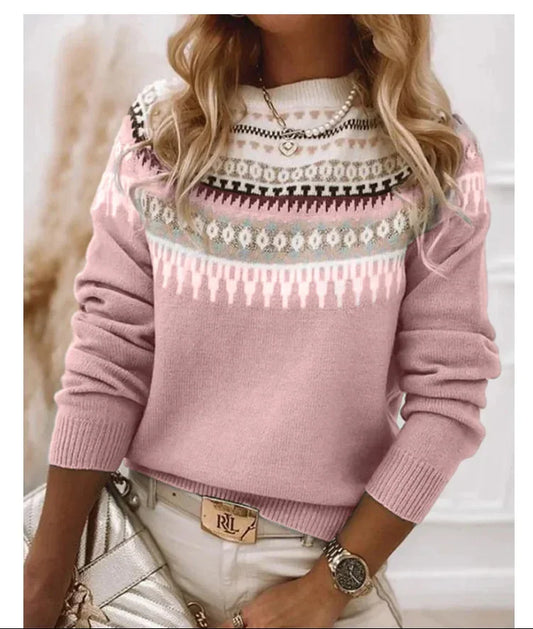 Spring Knitted Women's Sweater O-neck Long Sleeve Casual Loose Sweater Elegant Trendy Print Female Winter Fashion Ladies Clothes