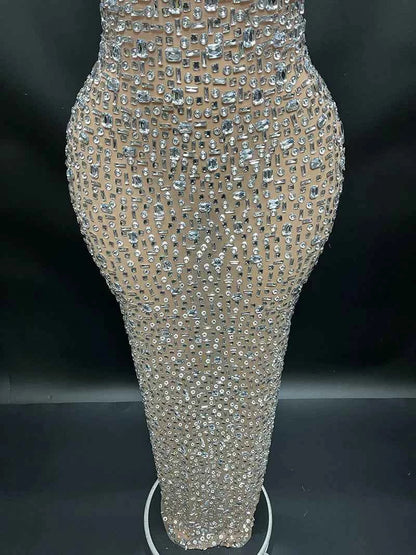 Elegant Luxury Crystal Party Dress Birthday Celebration Dress Bride Diamond Long Prom Dress Mother Formal Grand Party Dress