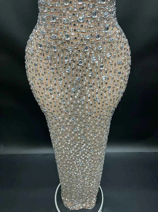 Elegant Luxury Crystal Party Dress Birthday Celebration Dress Bride Diamond Long Prom Dress Mother Formal Grand Party Dress