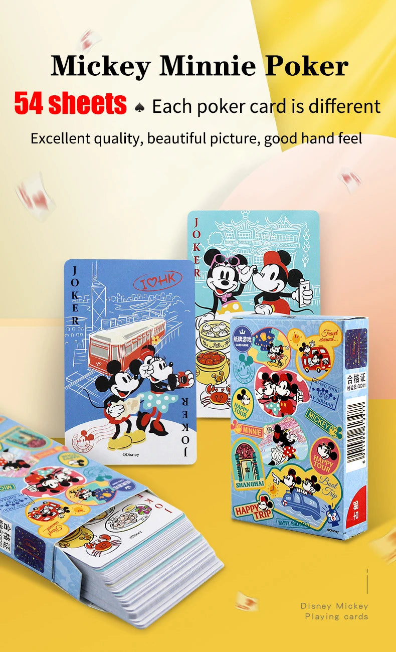 54Pcs/Box Disney Paper Playing Cards Mickey Avengers Frozen Anime Poker Cards Child Adult Desktop Games Toys - SS69