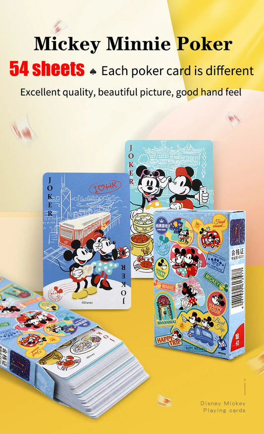 54Pcs/Box Disney Paper Playing Cards Mickey Avengers Frozen Anime Poker Cards Child Adult Desktop Games Toys - SS69